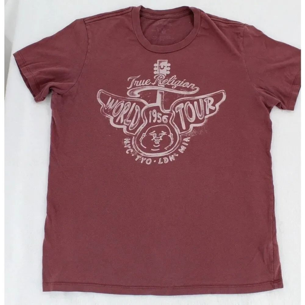Medium / True Religion/ Dusty Rose Cotton Tee / World Tour Since 1956 / Used